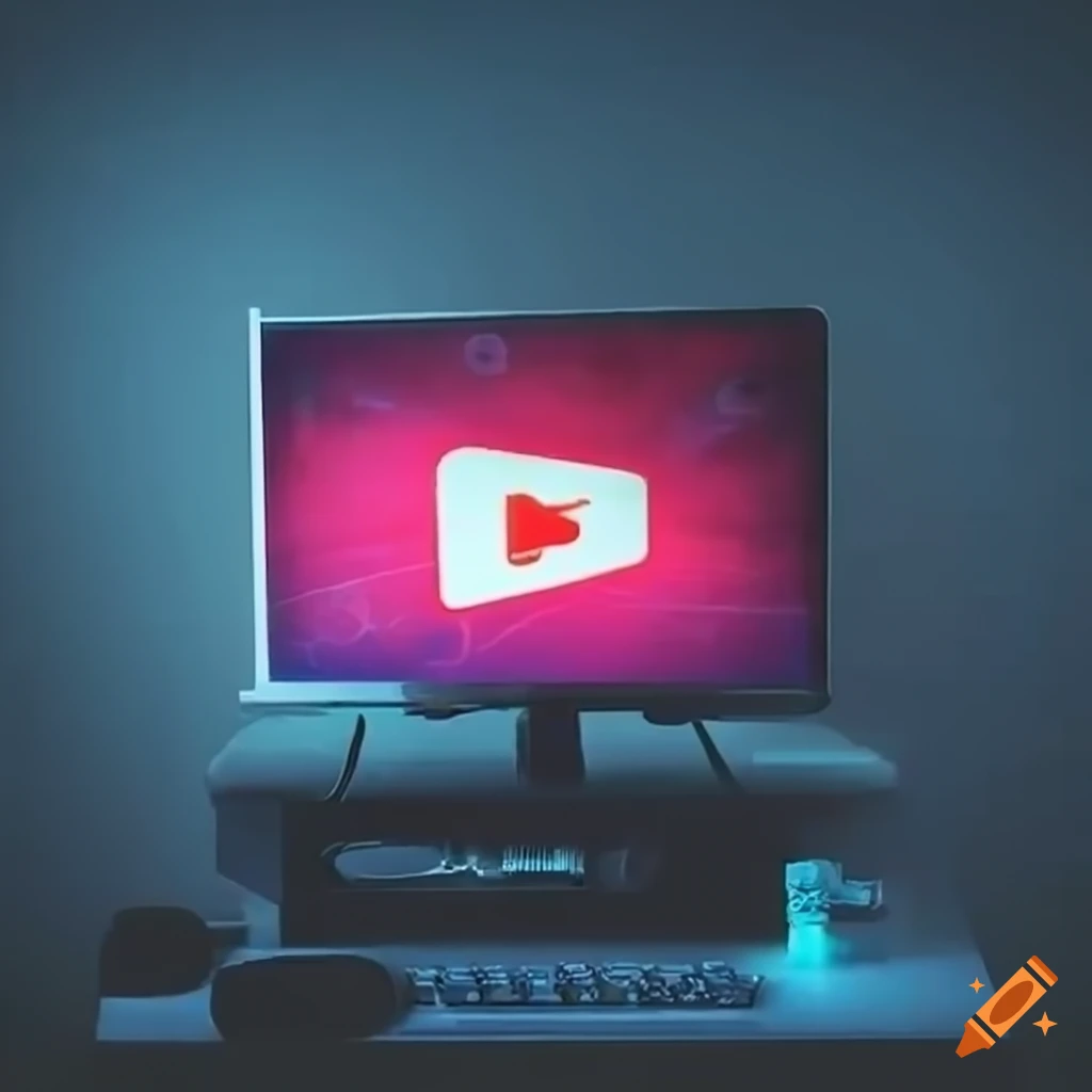 Gaming screen with a youtube channel playing on Craiyon