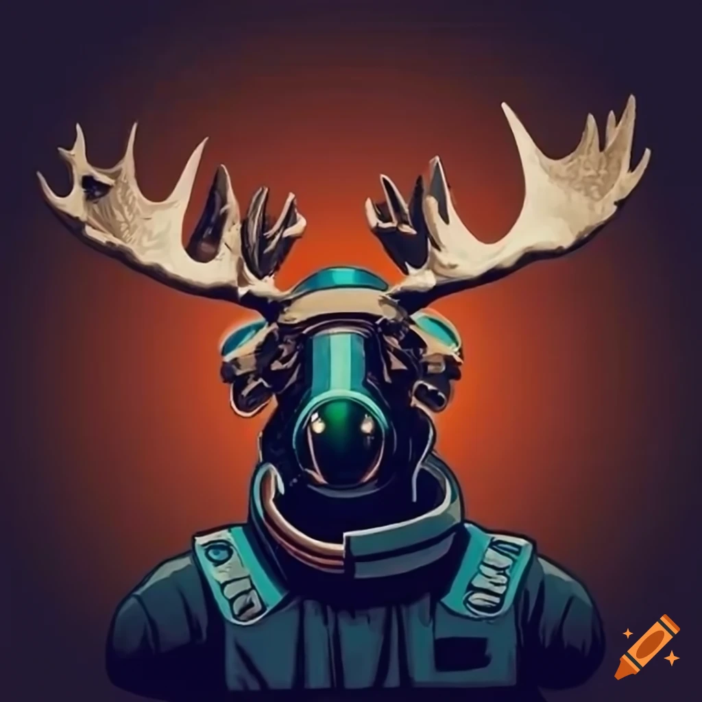 Moose wearing an astronaut helmet on Craiyon