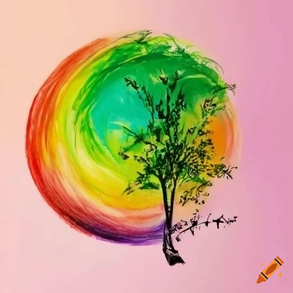 Nature scene in crayon drawing style on Craiyon