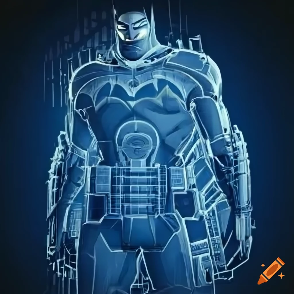 Detailed blueprint for batman's scifi components with technical ...