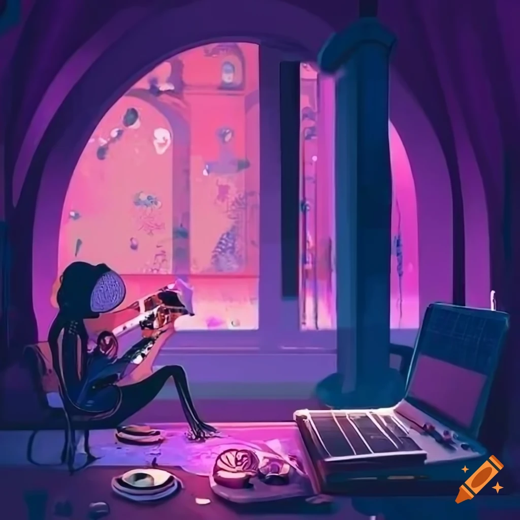 Cover art for Victor's lofi/electro music with a touch of guitar, featuring soft and calming pastel tones