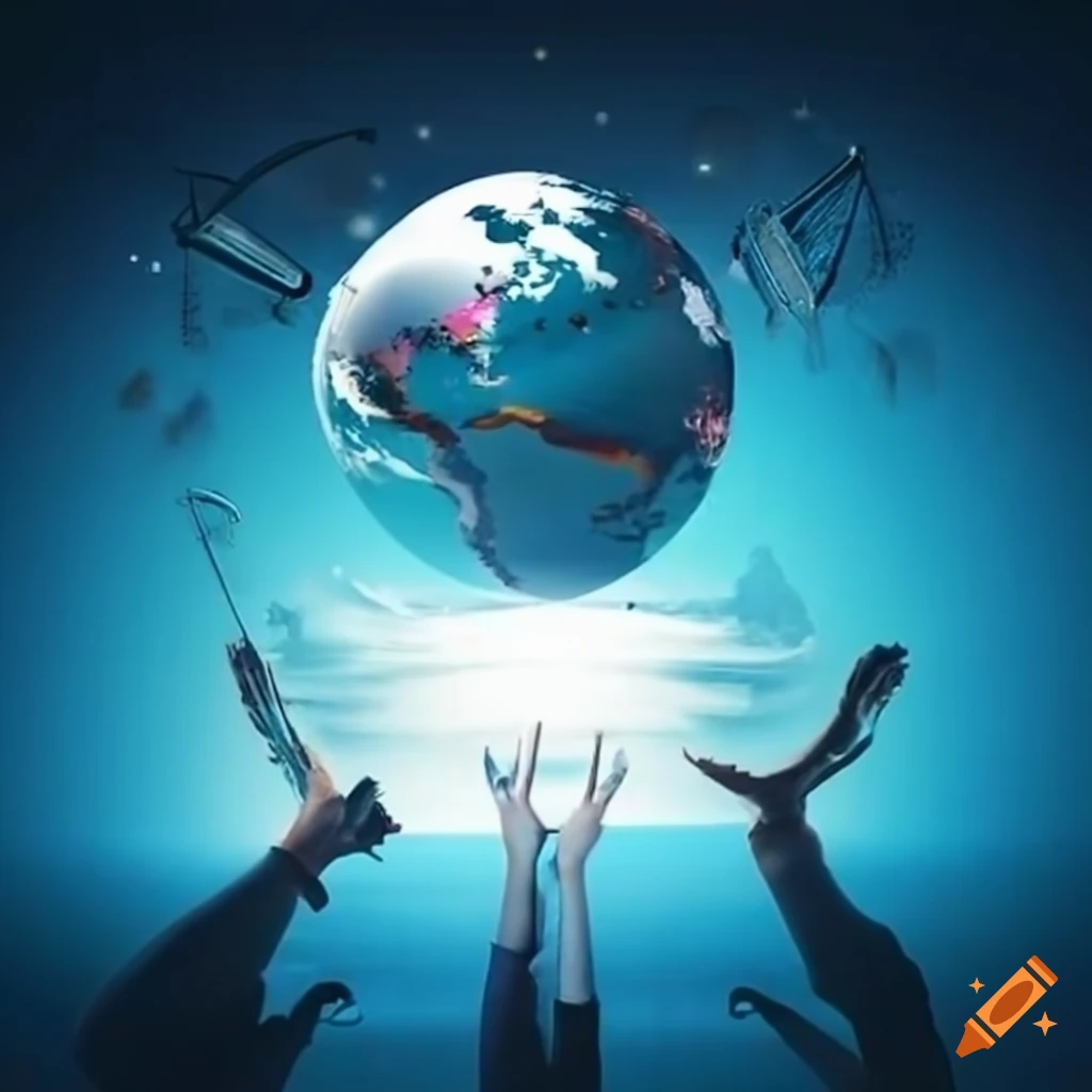 Global business efficiency concept with people and arrows around the world
