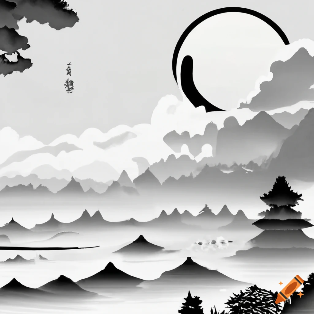 Traditional landscape representing nature and Zen Buddhism harmony
