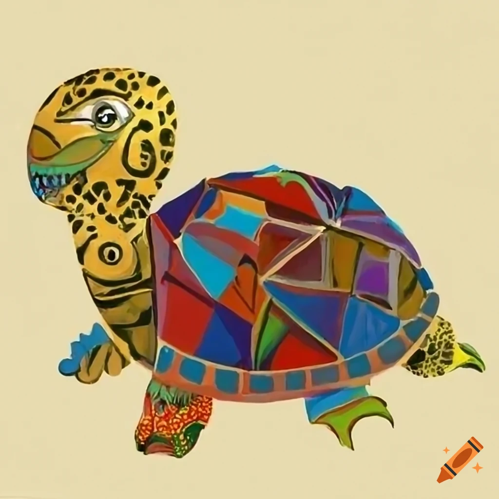 Picasso-style turtle artwork