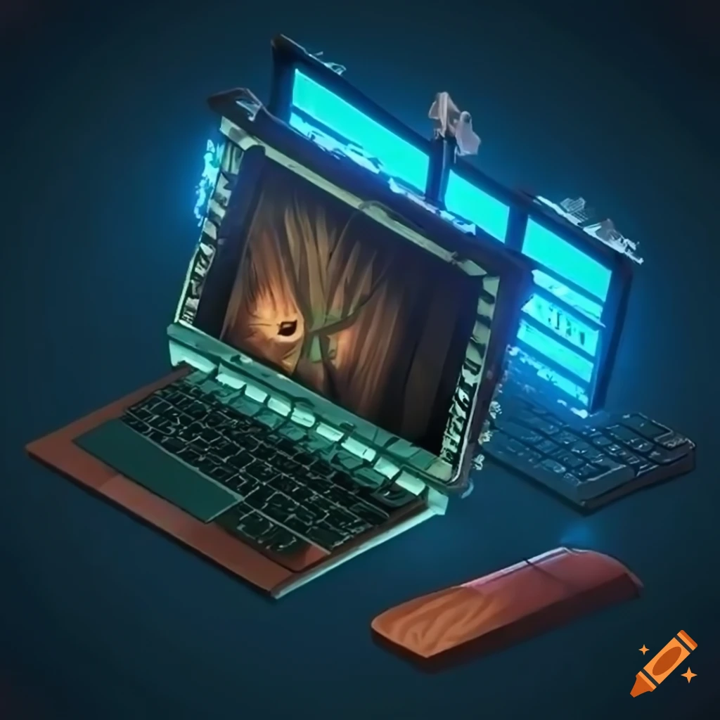 Isometric coding laptop for rpg development on Craiyon