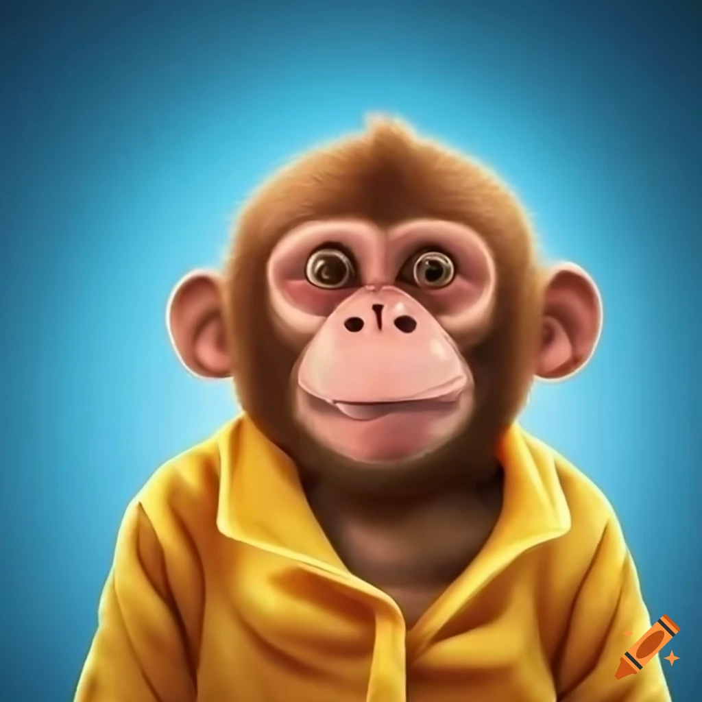 Smiling monkey wearing pajamas