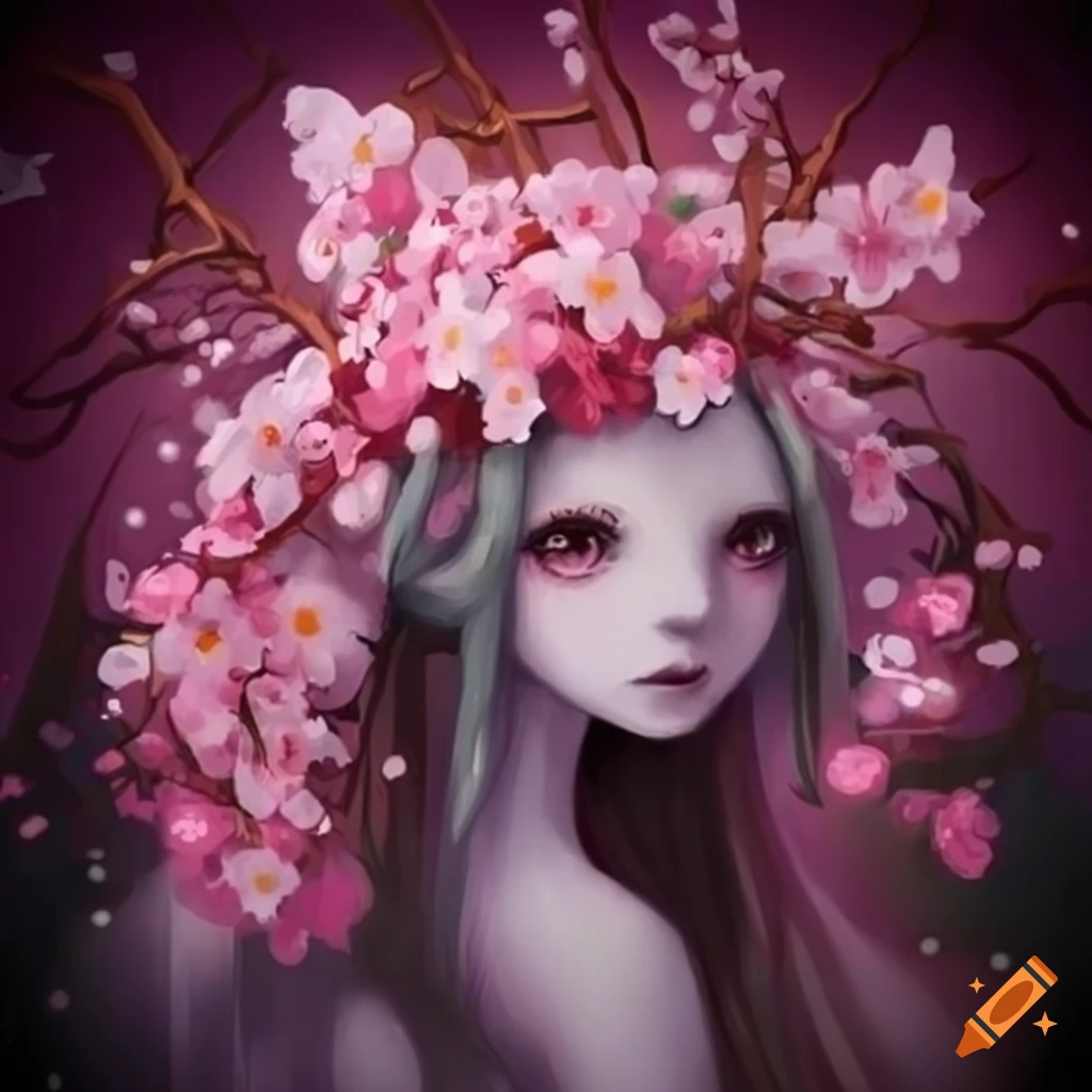 Small cute cherry blossom leshy forest fantasy creature on Craiyon