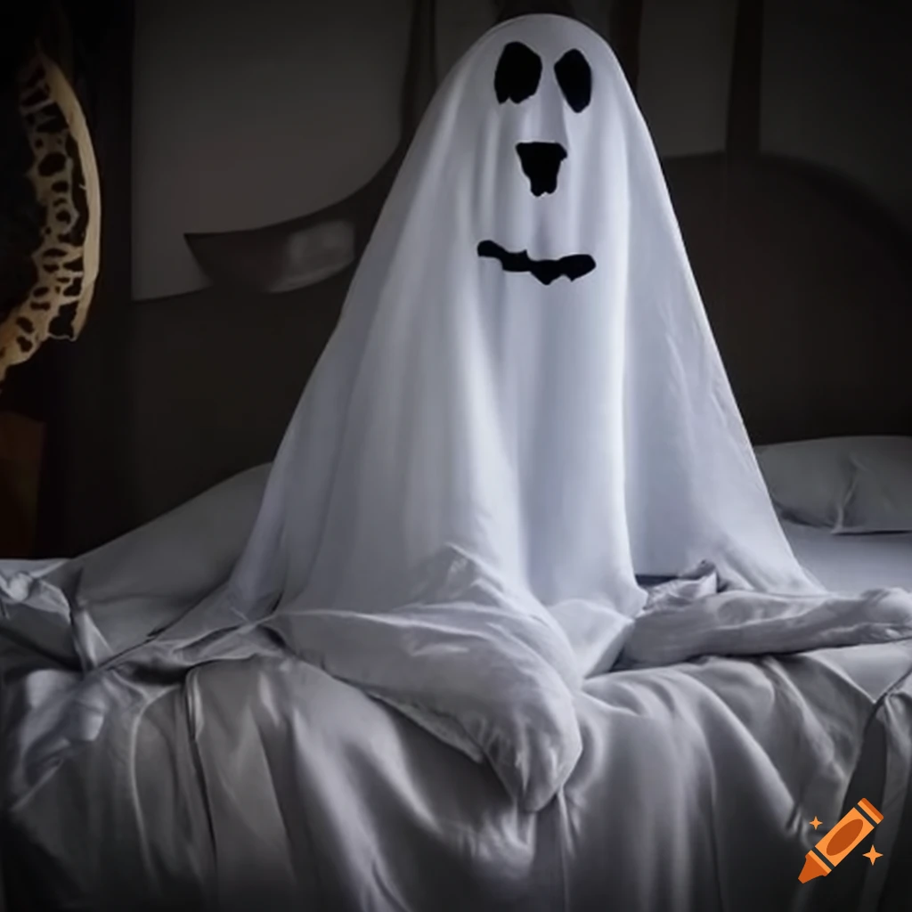 Spooky bedsheet ghost costume on a leopard for halloween on Craiyon