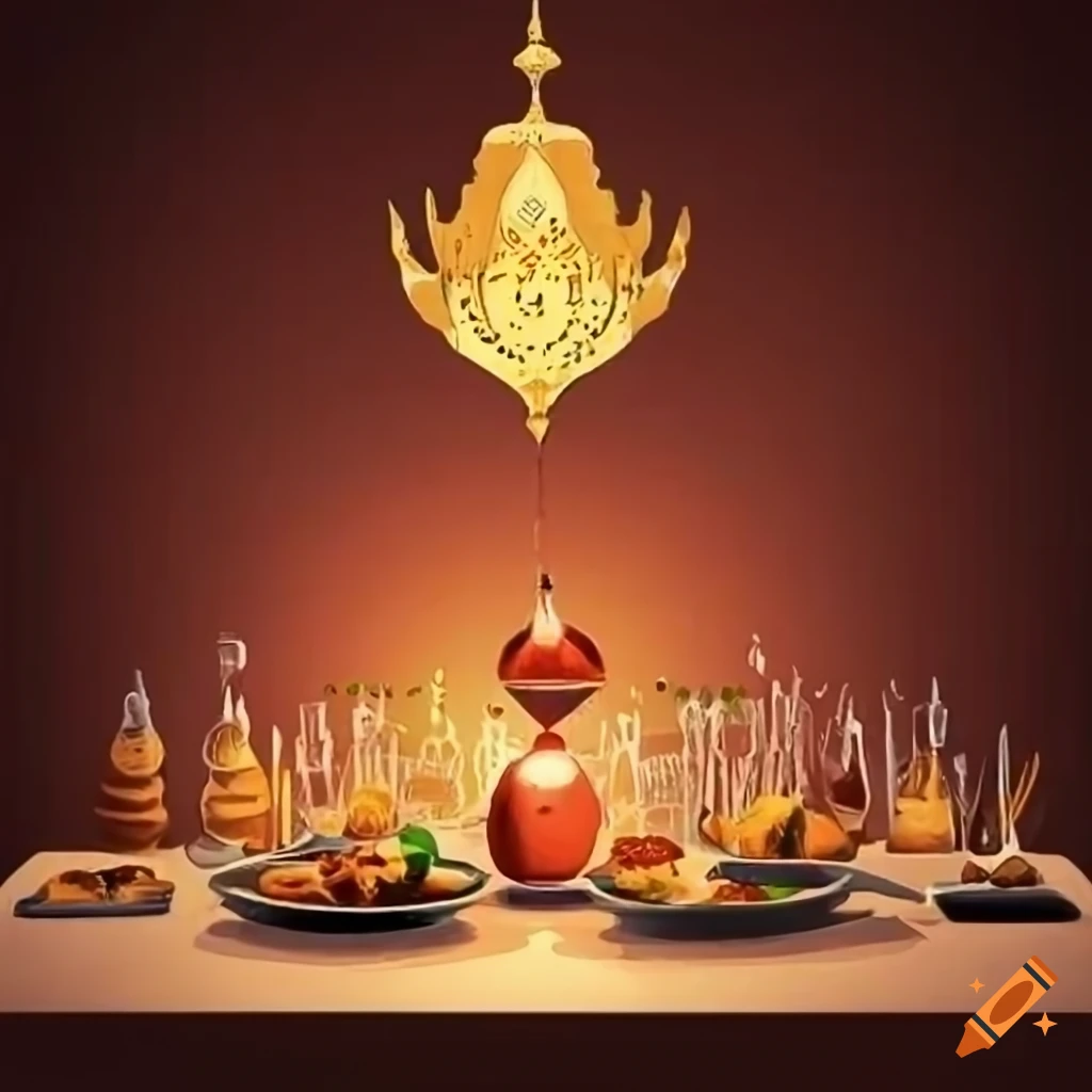 Ramadan Iftar dinner table with 4 chairs