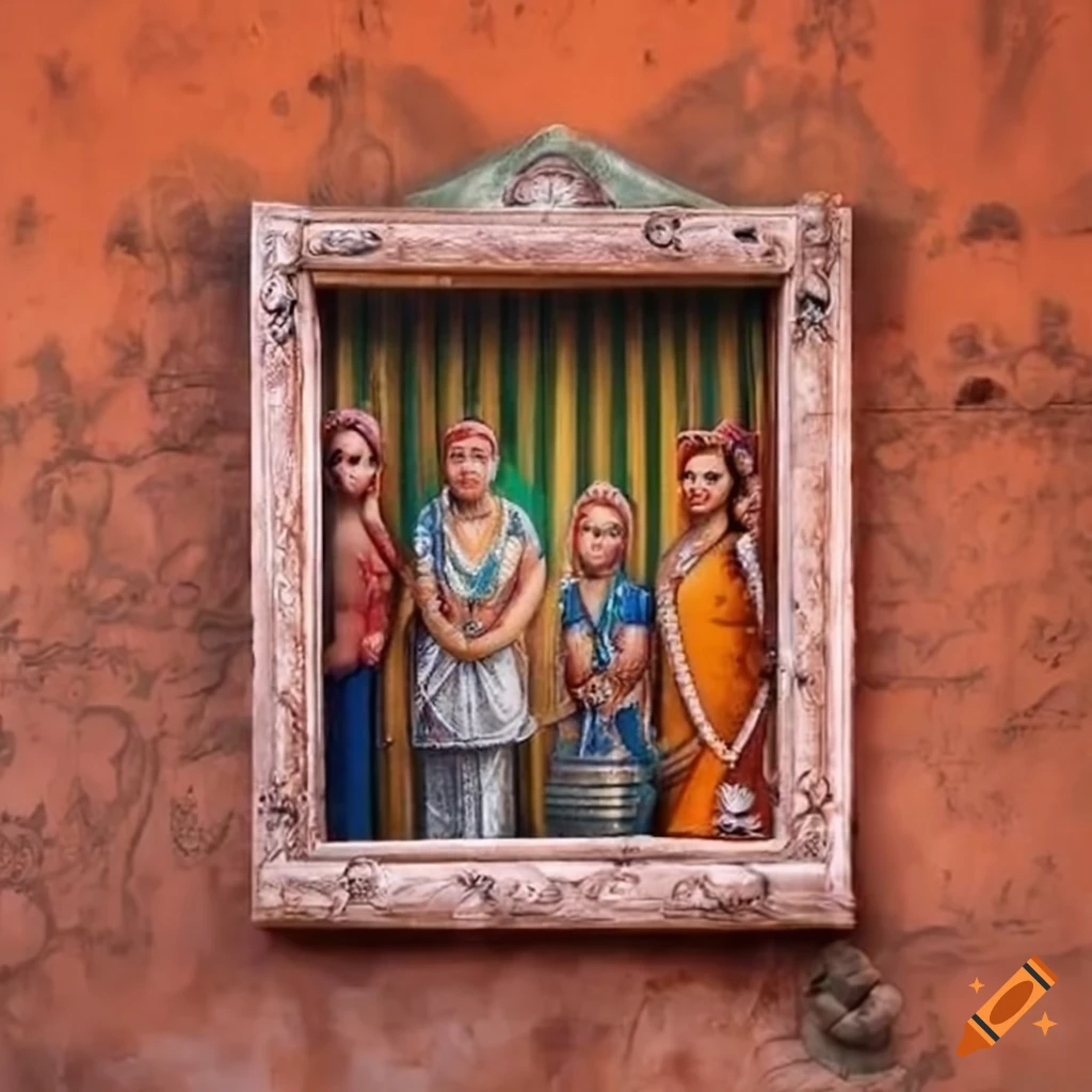 Photo frame hanging on indian village home wall on Craiyon