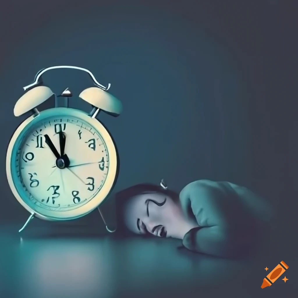 Person sleeping with alarm clock on Craiyon