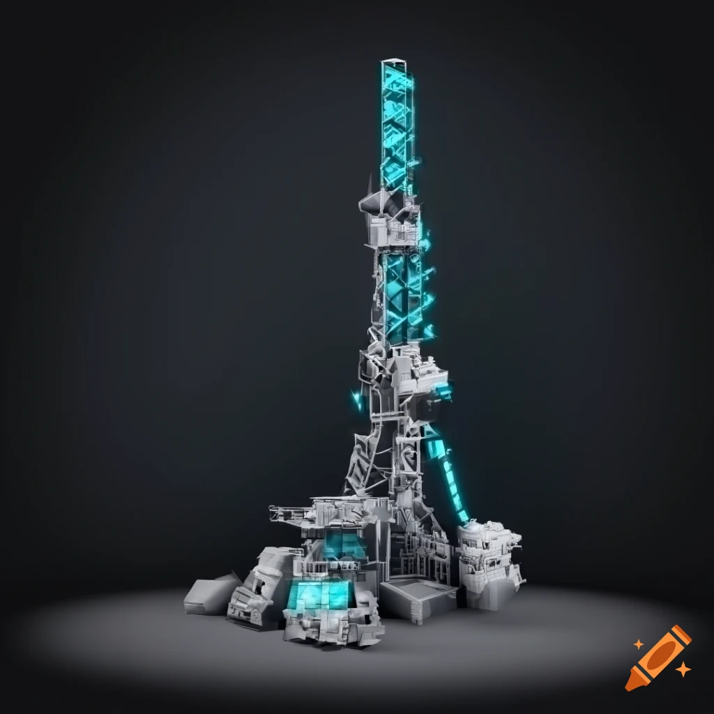 Sci-fi isometric asteroid ore drilling rig on Craiyon