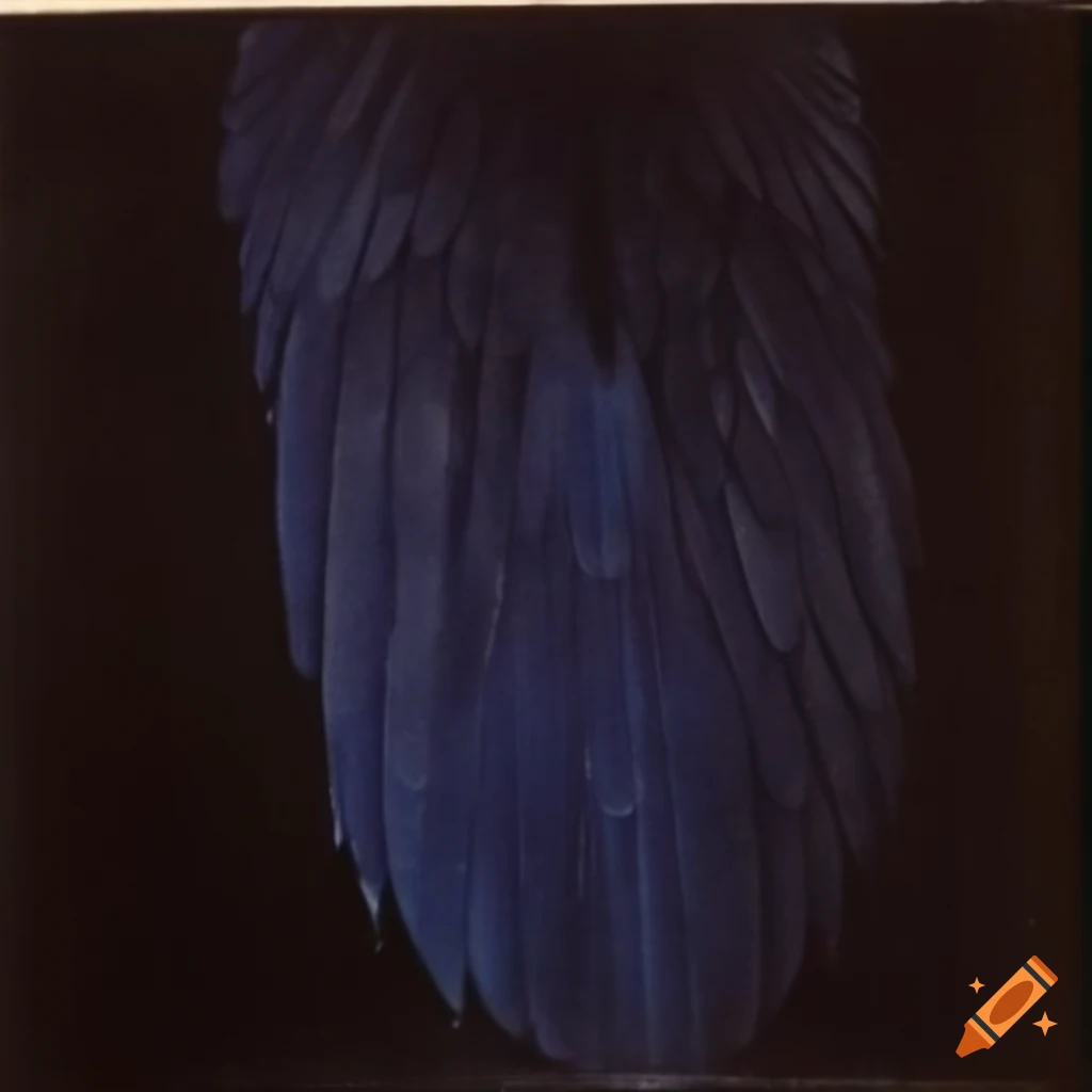 Blue bird wing in vintage grainy photo
