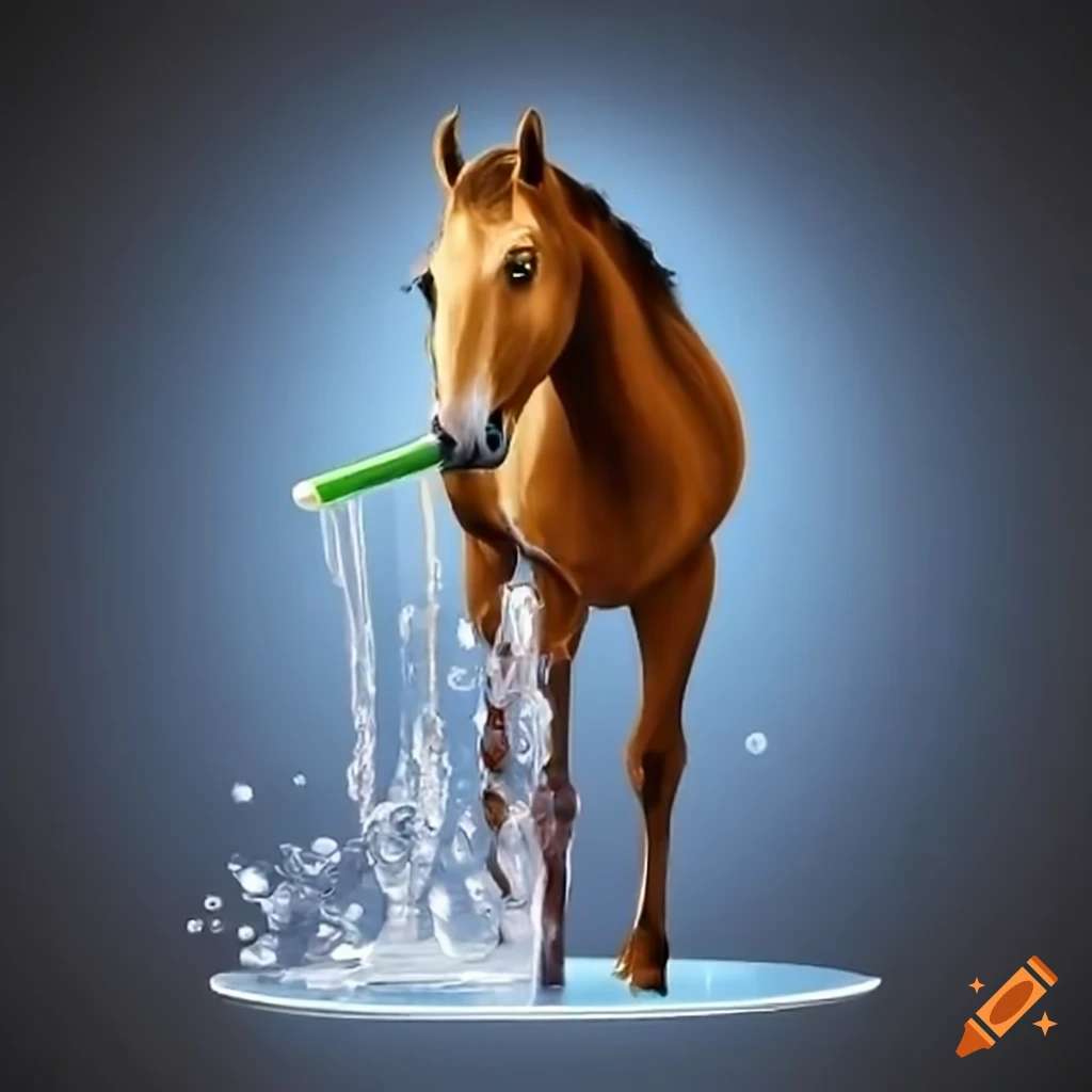 Horse drinking water with a straw on Craiyon