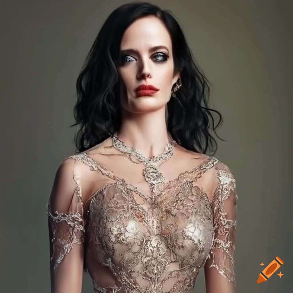 eva green see through dress wearing a clear flowing lace on Craiyon BLKFRDY24