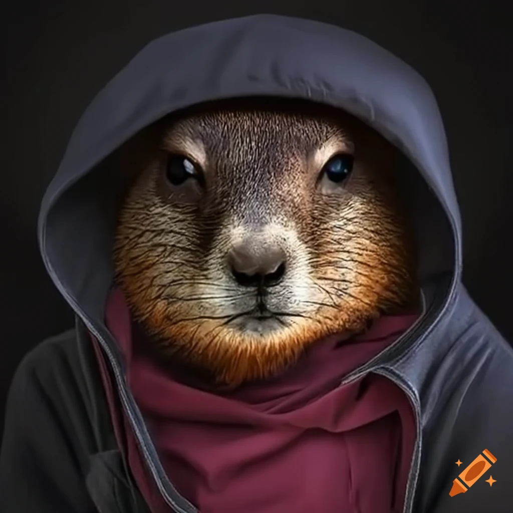 Groundhog Using Computer Groundhog wearing a hacker hood on Craiyon