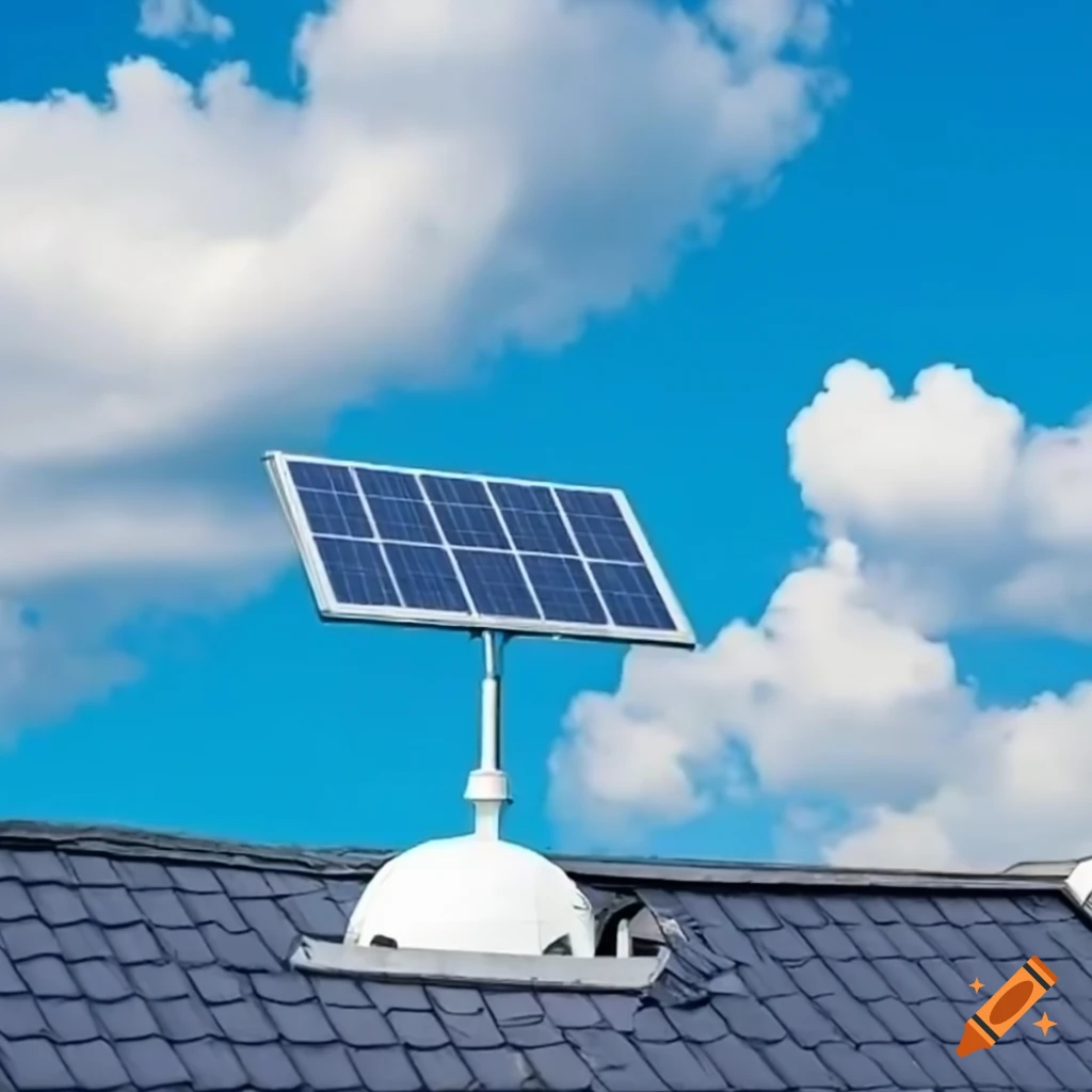 Solar panels on a roof on a cloudy day