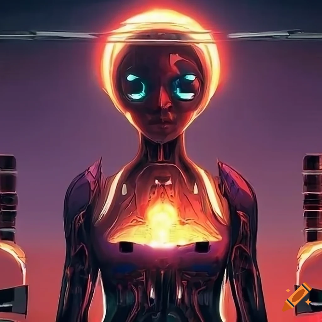 Epic counterculture optimistic utopian futurist biomechanoid science fiction in 8k resolution