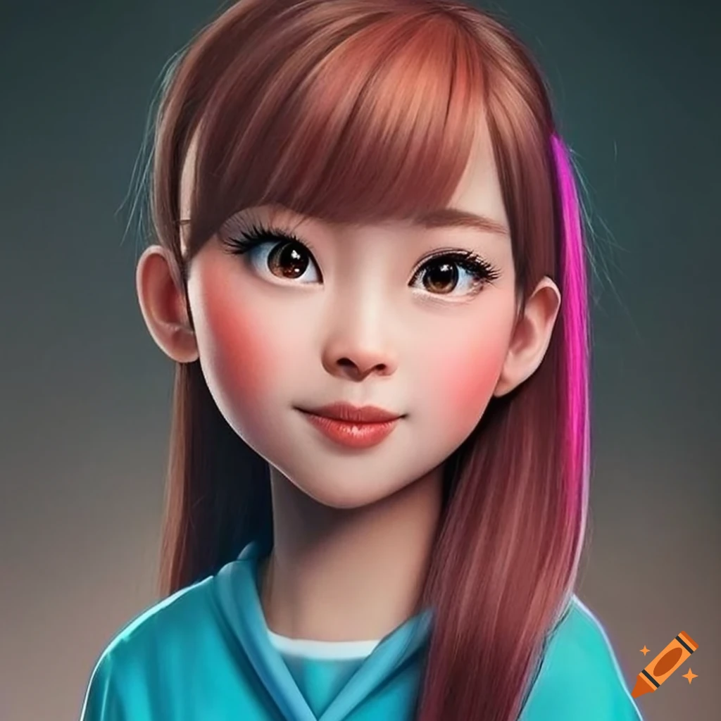 Portrait of Asian Mabel Pines in high-resolution 8K detail