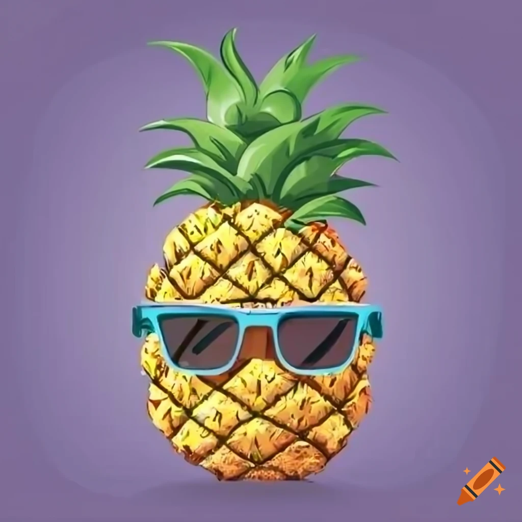 Cool pineapple cartoon wearing sunglasses on Craiyon