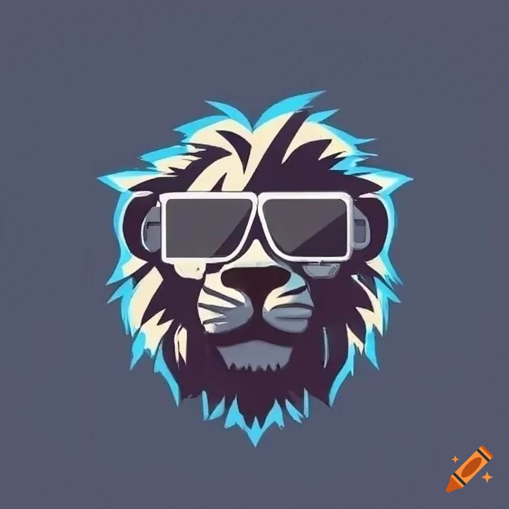 Lion wearing sunglasses roaring as an epic logo on Craiyon