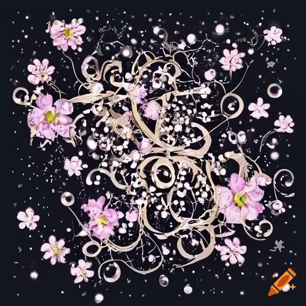 Champagne bubbles with delicate flowers and vines on Craiyon