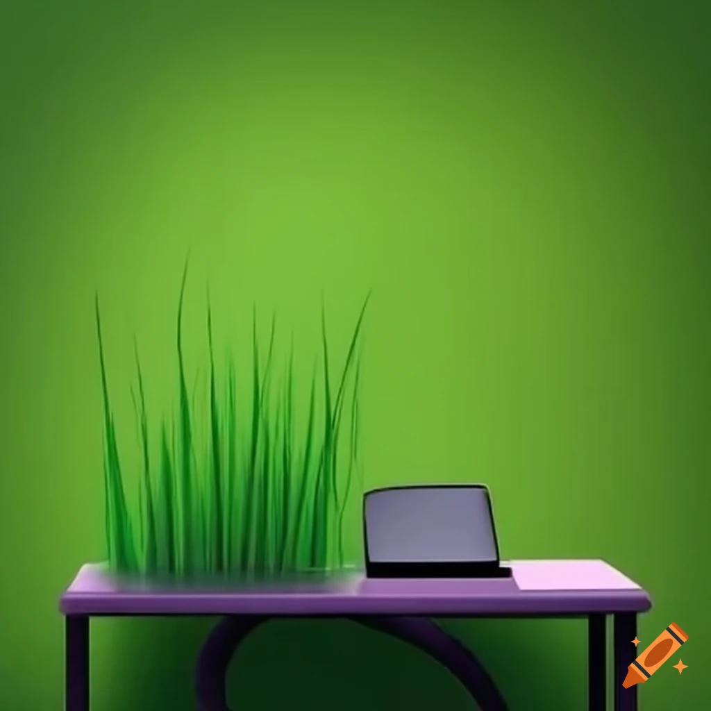 Grasscovered desk on Craiyon