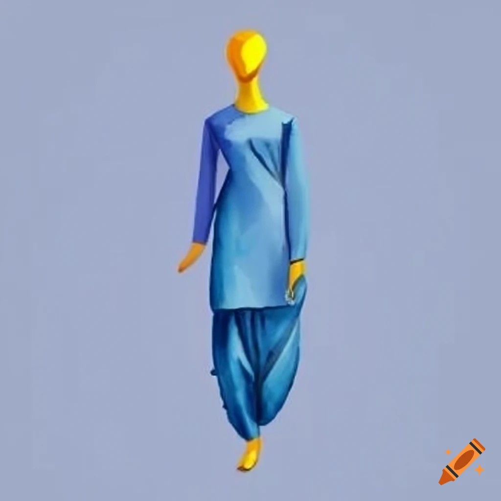 Female mannequin in multi-colored patiala shalwar and solid white kameez