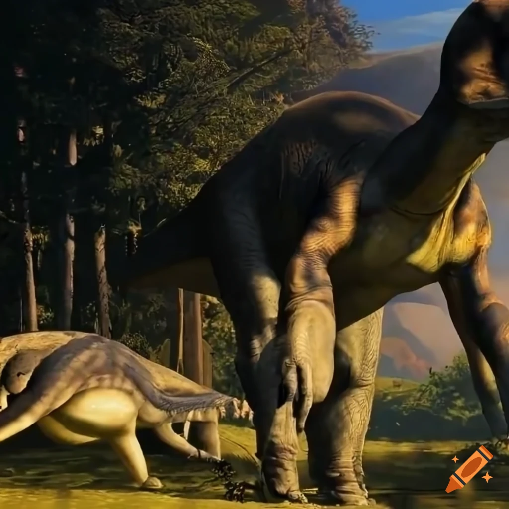 Hefty Hadrosaurus dinosaur with intricate color pattern in warm morning light