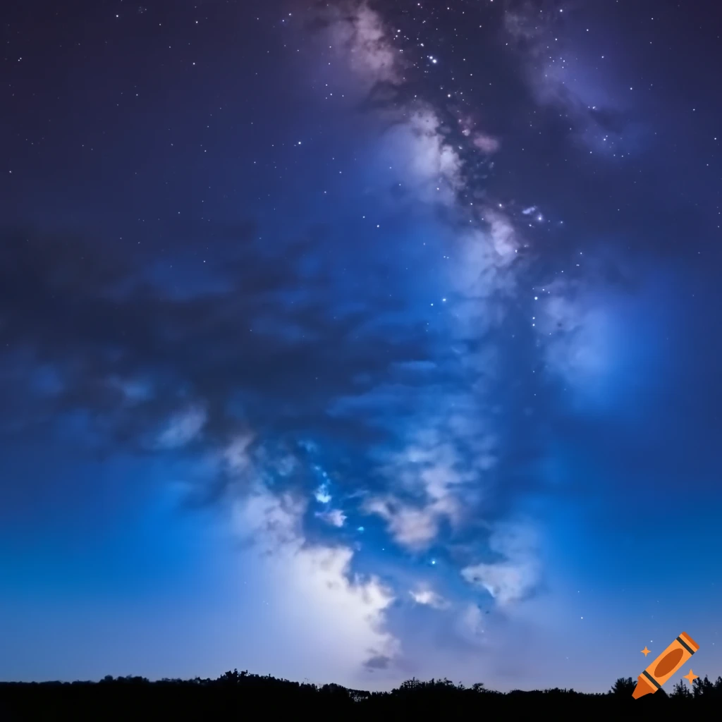 Blue clouds in a night sky