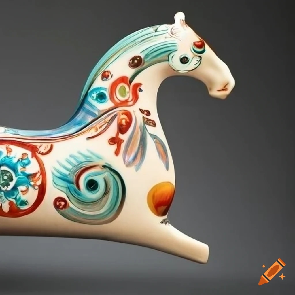 Swedish folklore kurbits rosemaling horse ornament