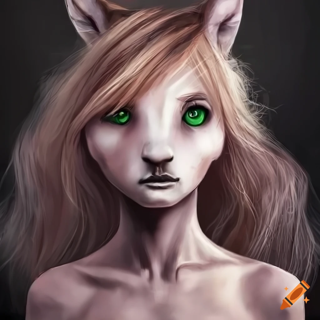 Anthropomorphic Girl With Horse Body Human Torso And Horse Head On