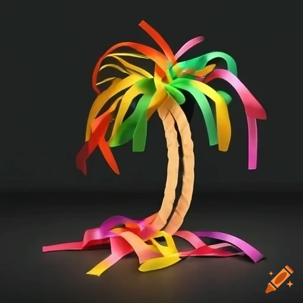 Palm tree made of ribbons on Craiyon