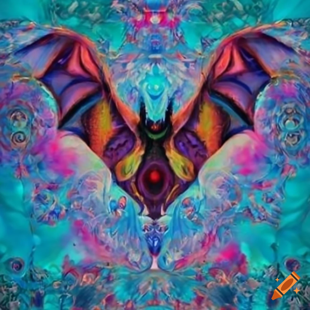 Bat-shaped kaleidoscope of colors