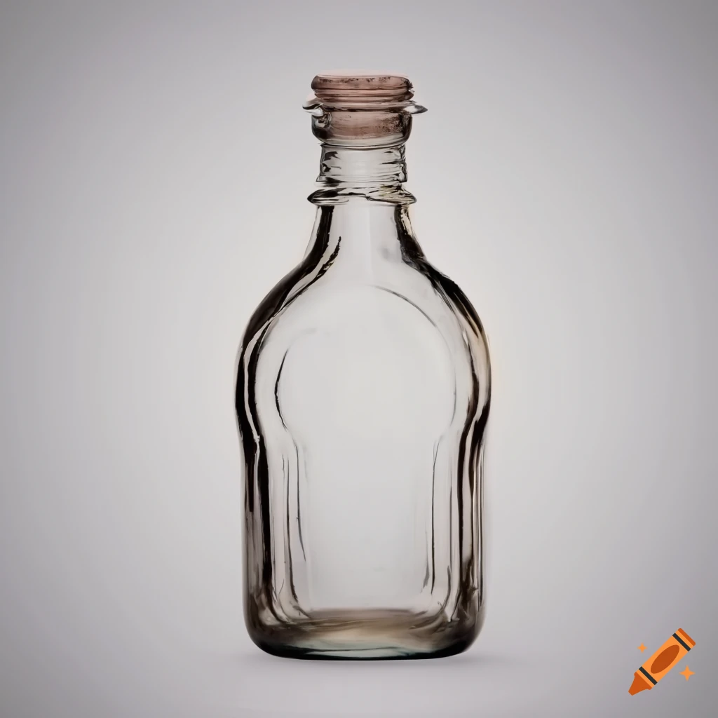 Vintage clear bottle on white background