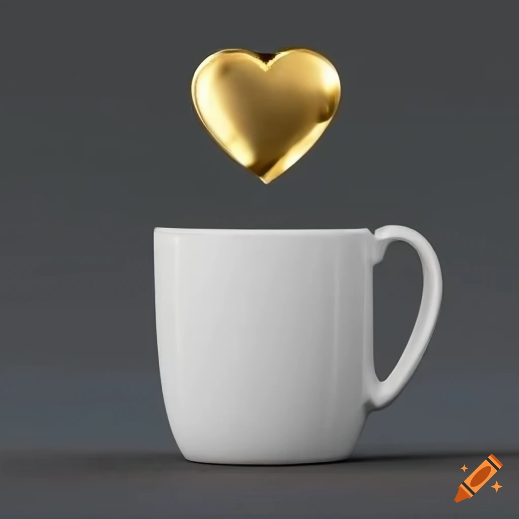 Large white mug with gold heart design