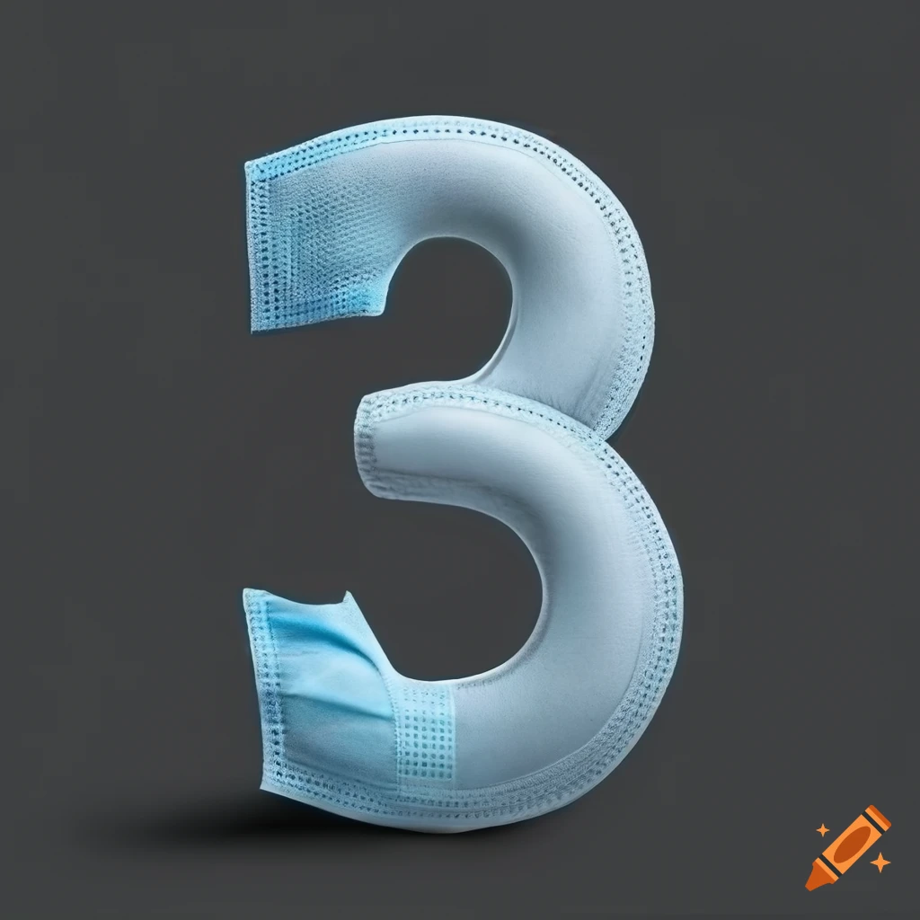 Number three on a medical procedure mask with dark 90s style background