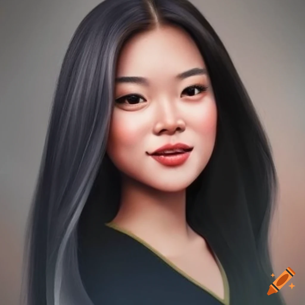 Portrait of a beautiful Asian Mabel Pines in high-resolution detail