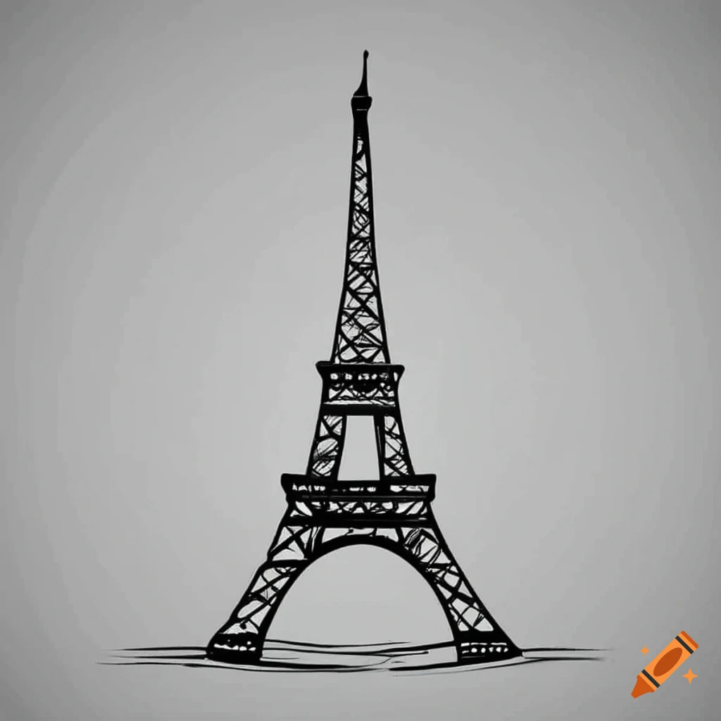 Eiffel Tower coloring page for children with simple lines