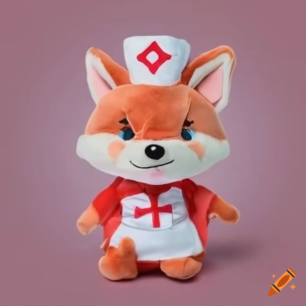 Cute plushie flying fox wearing a nurse uniform