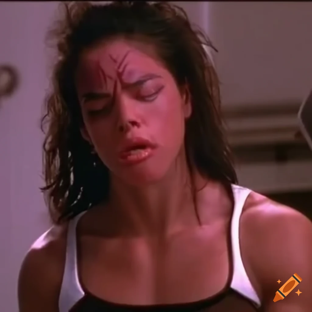 Bruised female fighter in a dizzy and disoriented state