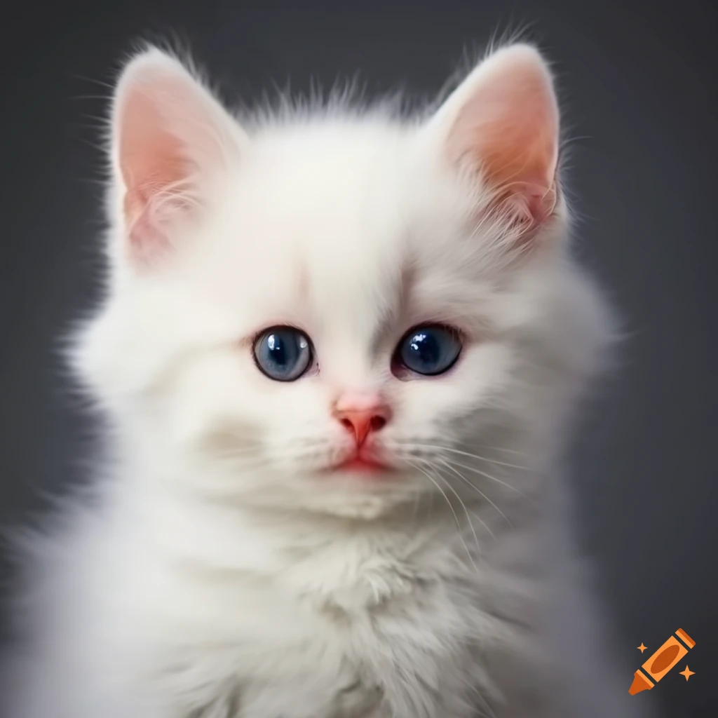 Cute little white angora kitten on Craiyon