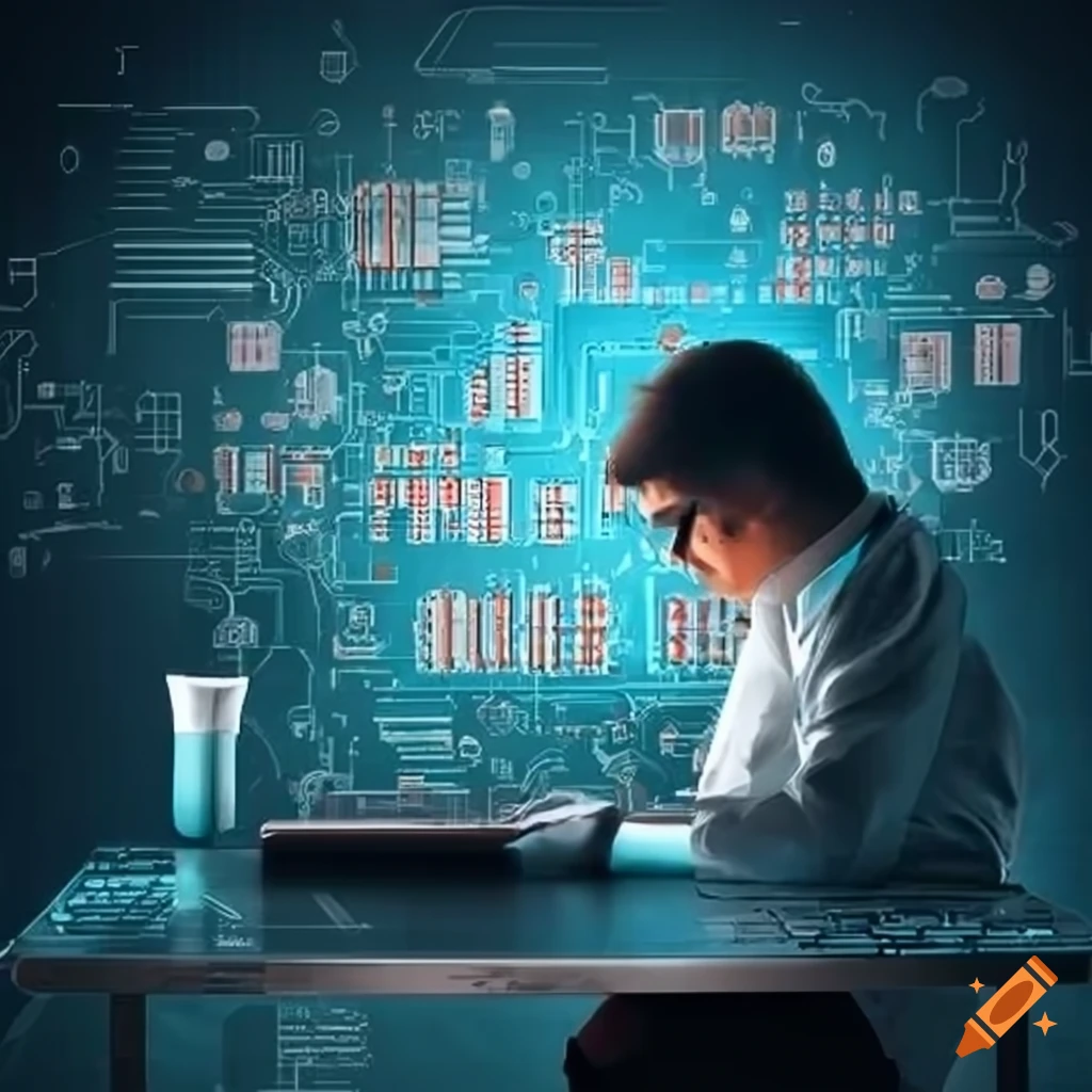 Scientist using ai powered apps on laptop to complement intelligence on