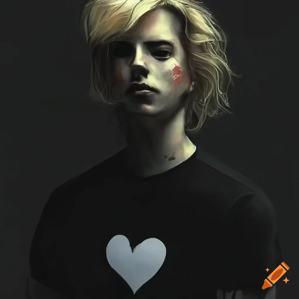 Cover art for EP "A Heart Needs a Friend" with man in black t-shirt and long blonde hair looking ahead