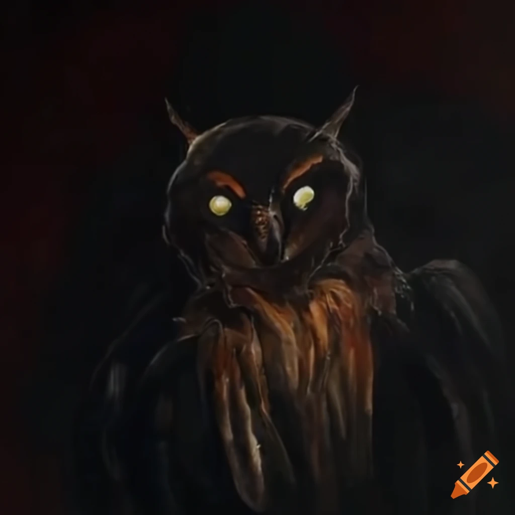 Mothman in a dark leather smokey lounge