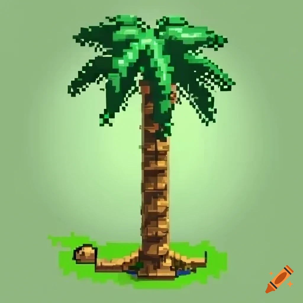 Very tall pixel art palm tree in 2d rpg maker style on Craiyon