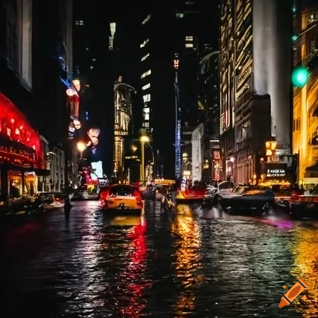 Mary Poppins in New York City at night