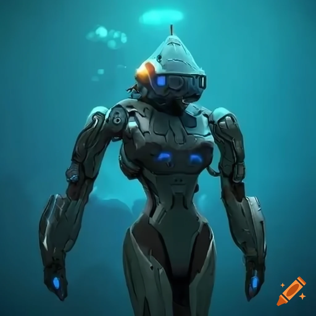 Sleek And Powerful Mech With An Athletic Female Lead Gearing Up In The Subnautica Series On Craiyon