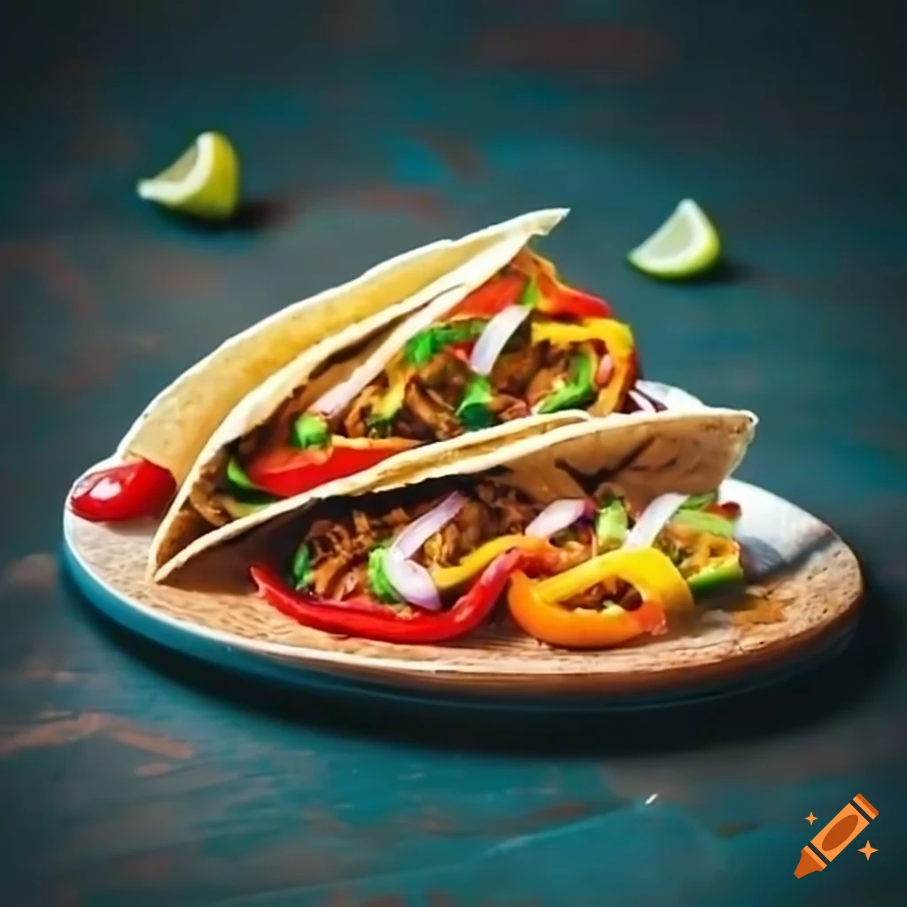 Delicious taco bar with fajita seasoned chicken, colorful bell peppers, and onions