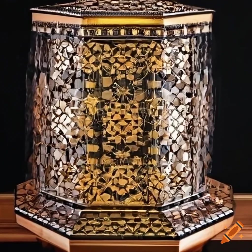 Hexagon pattern decorated box with professional studio lighting on Craiyon